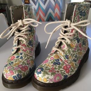 White Floral Dr. Martens Boots